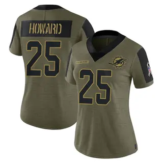 Limited Women's Xavien Howard Miami Dolphins Nike 2021 Salute To Service Jersey - Olive